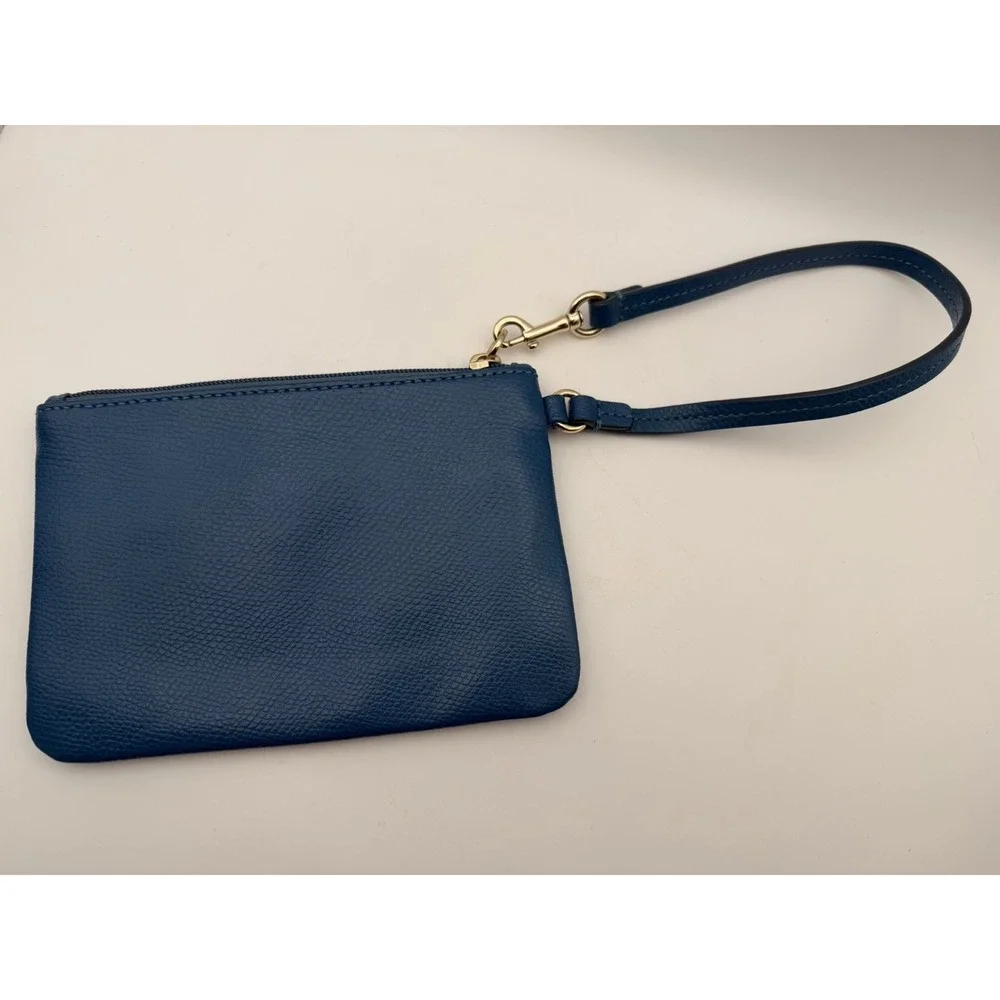 Coach Zip Wallet Wristlet Dark Teal  Corner Zip Wristlet Vintage Metal Logo
